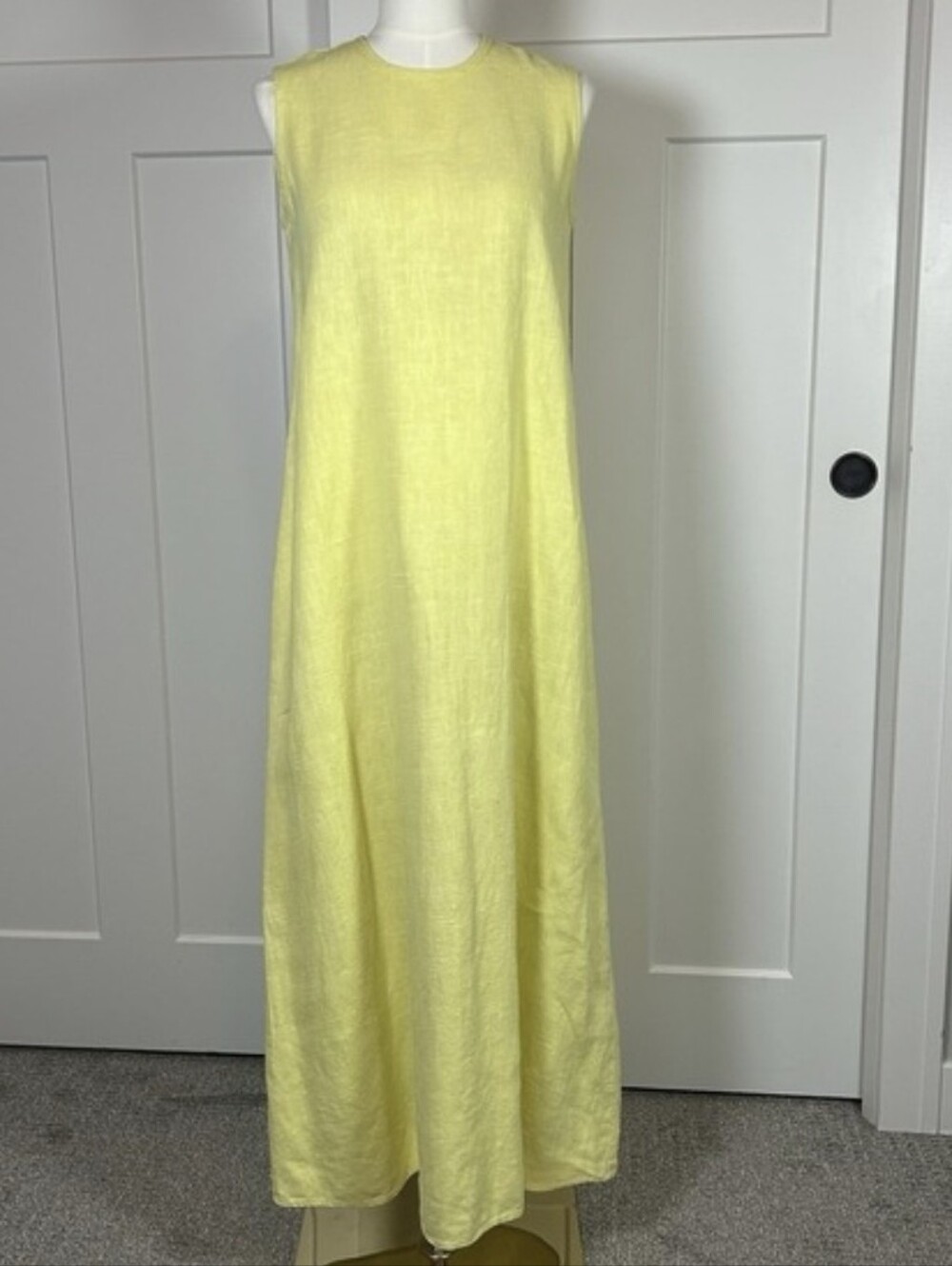 111 State 100% Linen Yellow Maxi Dress - Lightweight Summer Dress Sleeveless